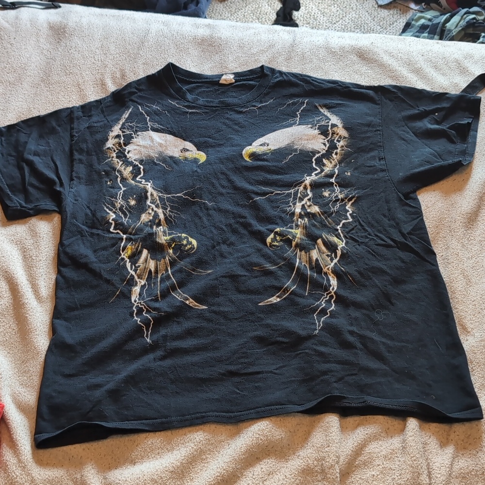 Vintage black bald eagle america freedom lightening t shirt XL